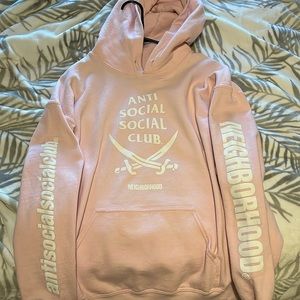 Men’s Size L Anti-Social Social Club x Neighborhood Collab Pink Hoodie
